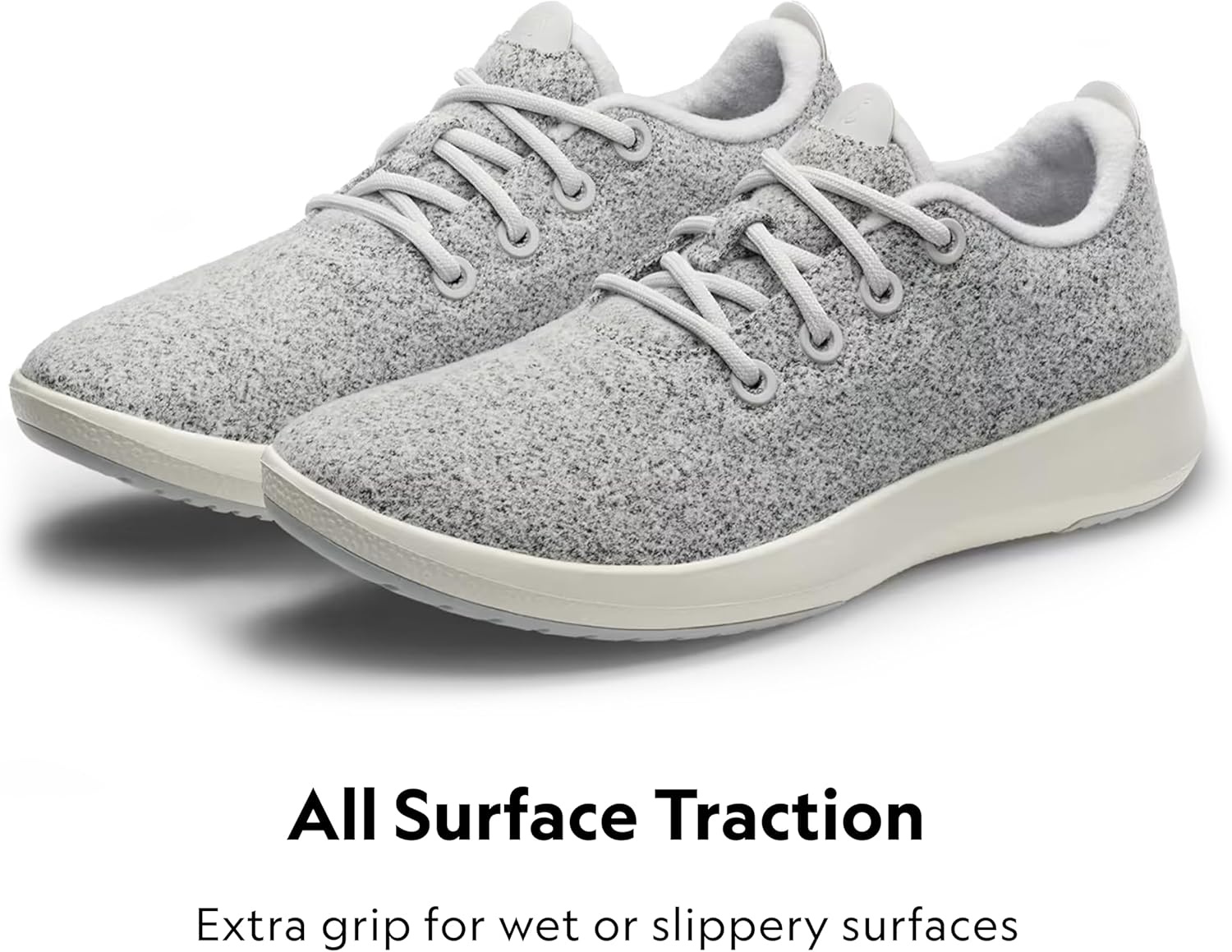 image:imageAllbirds Womens Wool Runner Mizzle WaterRepellent Breathable Casual Walking Sneakers Made with EcoFriendly Merino WoolLight Grey Natural White Sole