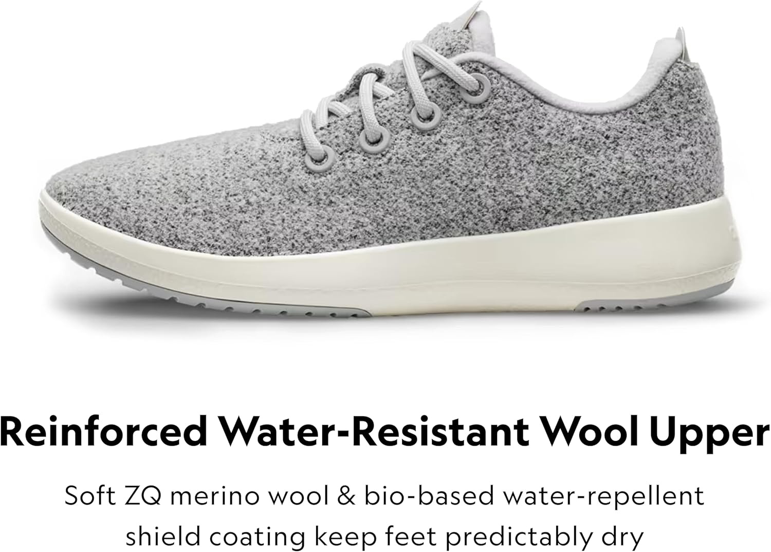 image:imageAllbirds Womens Wool Runner Mizzle WaterRepellent Breathable Casual Walking Sneakers Made with EcoFriendly Merino WoolLight Grey Natural White Sole