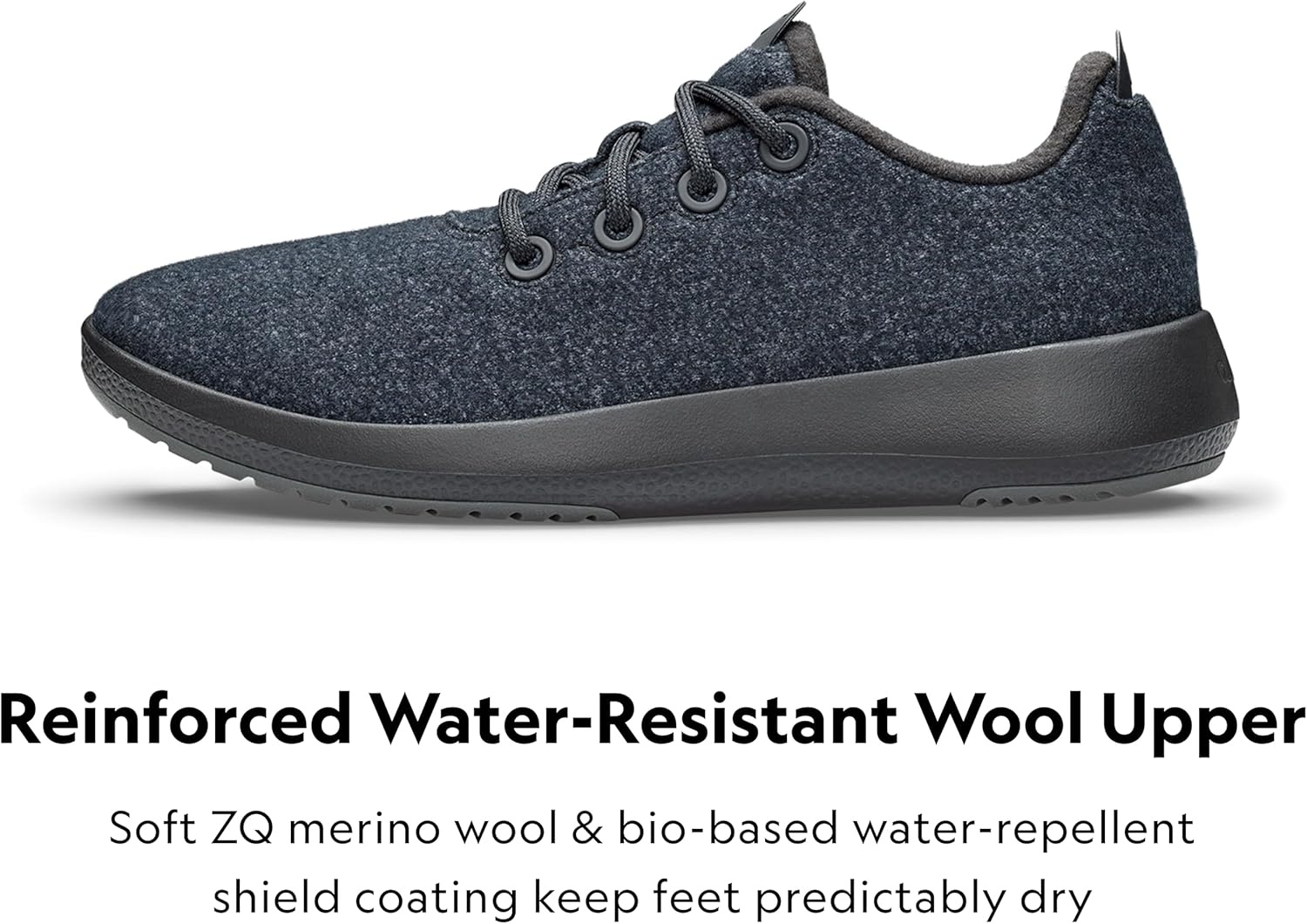image:imageAllbirds Womens Wool Runner Mizzle WaterRepellent Breathable Casual Walking Sneakers Made with EcoFriendly Merino WoolNatural Black Natural Black Sole