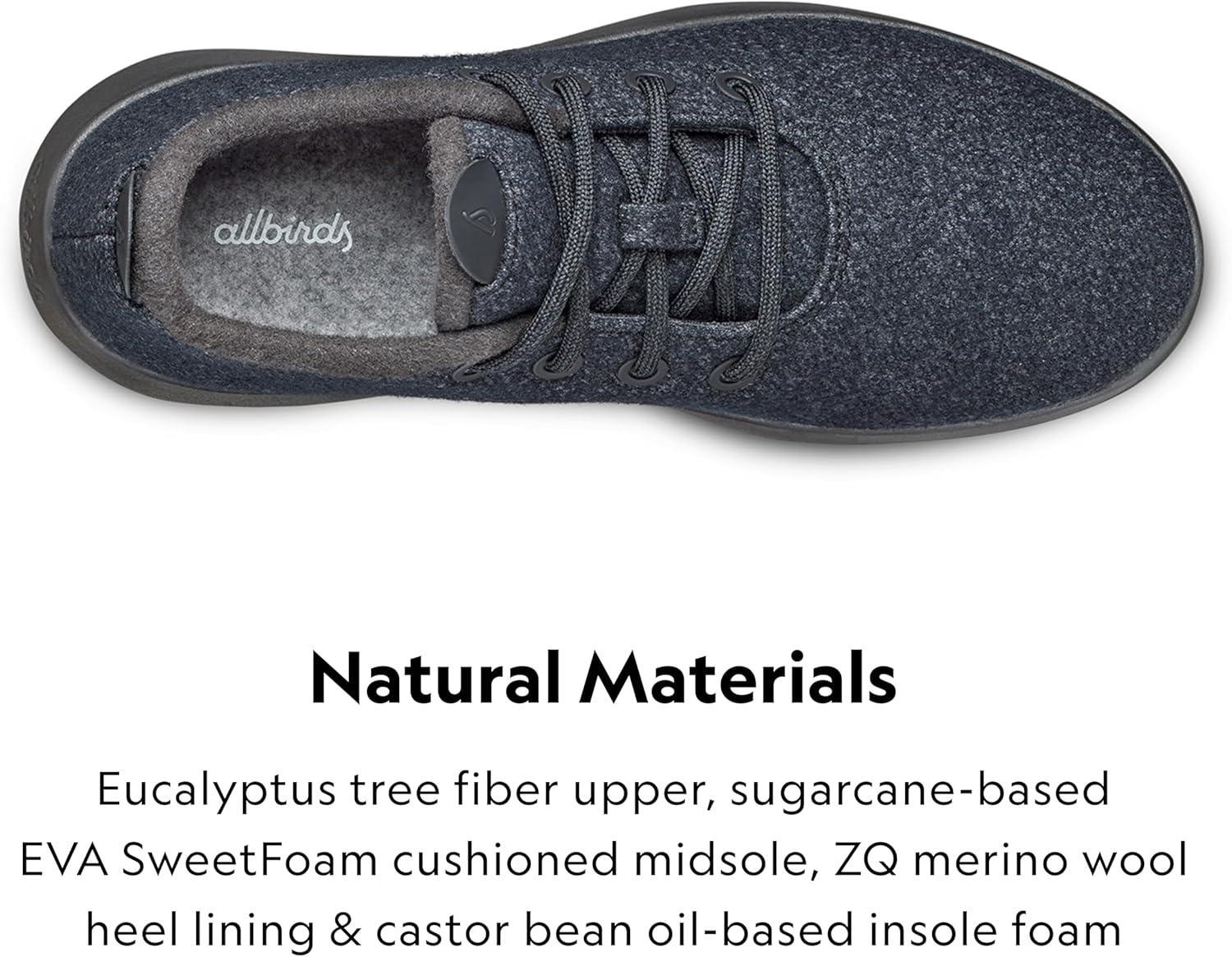 image:imageAllbirds Womens Wool Runner Mizzle WaterRepellent Breathable Casual Walking Sneakers Made with EcoFriendly Merino WoolNatural Black Natural Black Sole