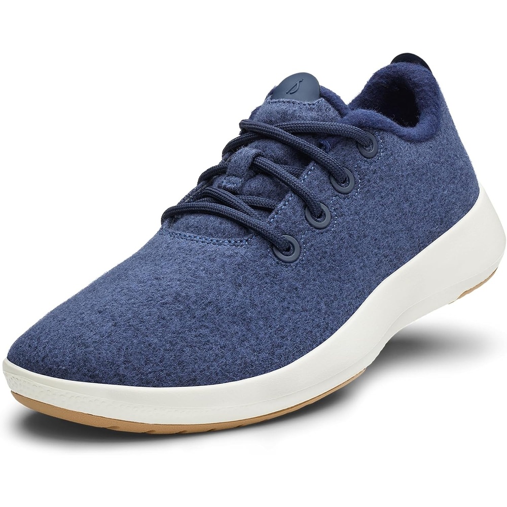 image:imageAllbirds Mens Wool Runner Mizzle WaterRepellent Breathable Casual Walking Sneakers Made with EcoFriendly Merino WoolHazy Indigo Natural White Sole