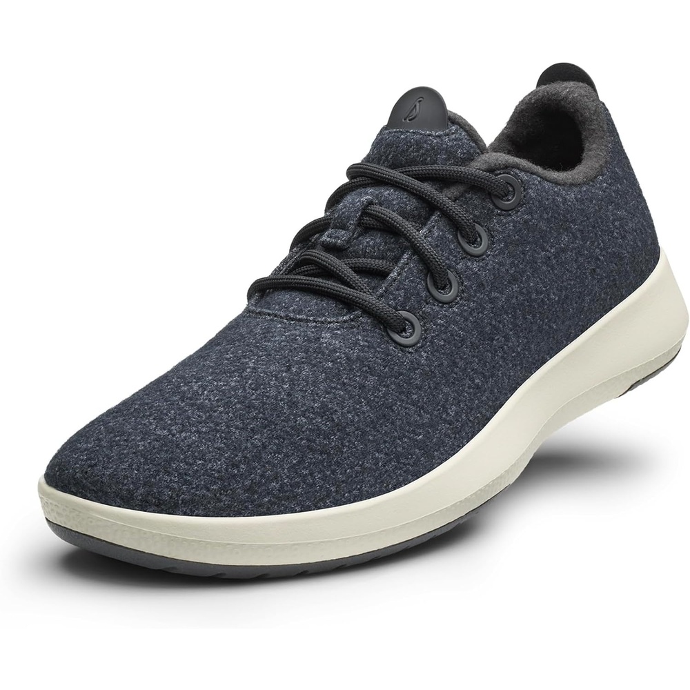 image:imageAllbirds Mens Wool Runner Mizzle WaterRepellent Breathable Casual Walking Sneakers Made with EcoFriendly Merino WoolNatural Black Natural White Sole