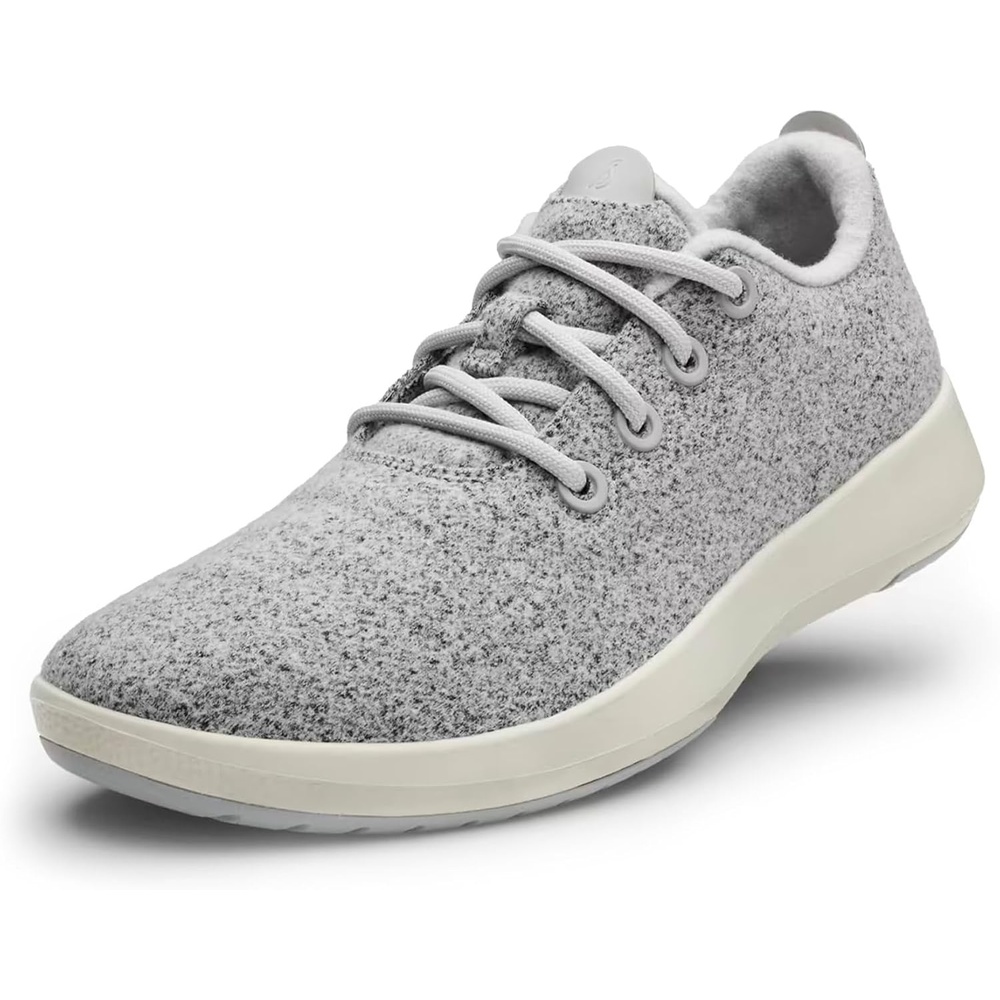 image:imageAllbirds Womens Wool Runner Mizzle WaterRepellent Breathable Casual Walking Sneakers Made with EcoFriendly Merino WoolLight Grey Natural White Sole