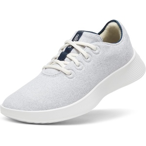 Allbirds Women’s Wool Runner Go, Breathable Merino Wool Sneakers(Light Grey  True Navy (Blizzard Sole))