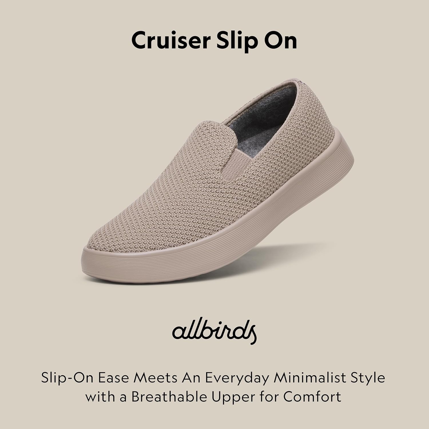 image:imageAllbirds Mens Cruiser Slip On Shoe Breathable Comfortable Sneaker for Everyday WearMushroom Mushroom Sole
