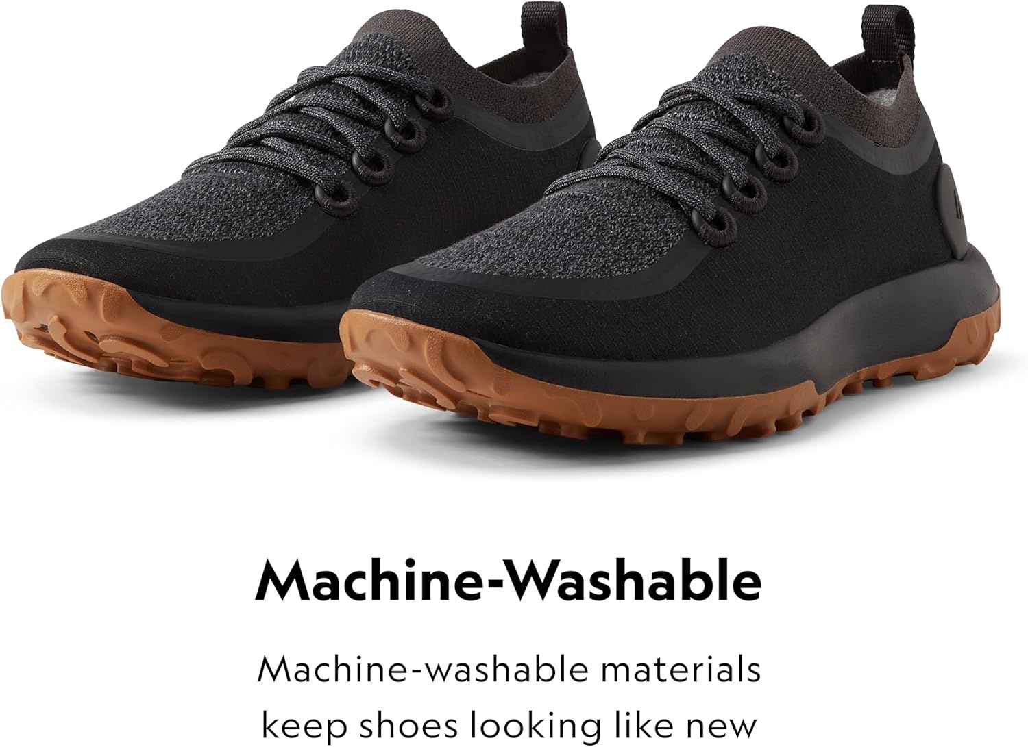 image:imageAllbirds Mens Trail Runner Breathable All Traction Hiking ShoesNatural Black Rugged Khaki Sole