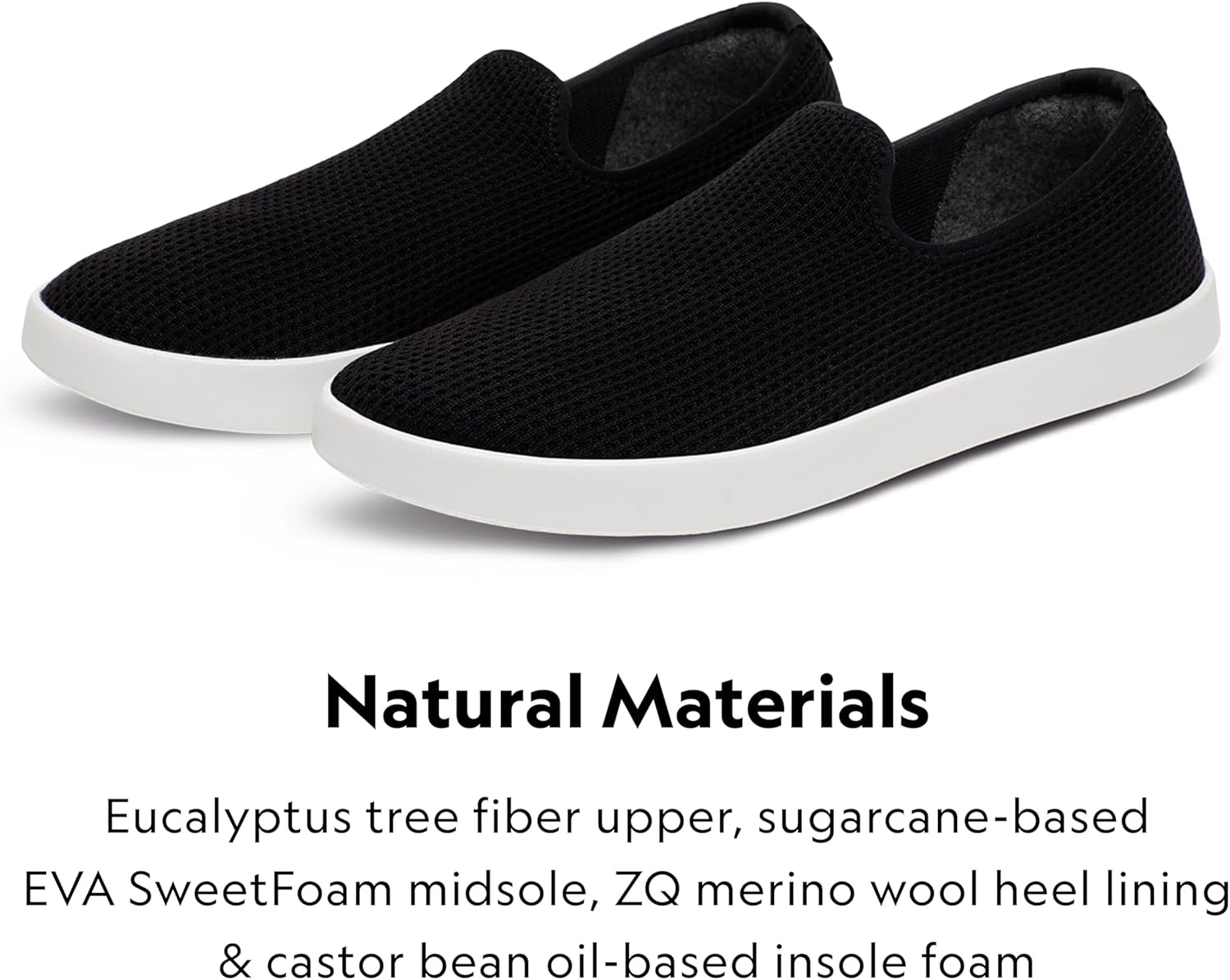 image:imageAllbirds Mens Tree Lounger Everyday SlipOn Sneakers Machine Washable Shoe Made with Natural MaterialsNatural Black Blizzard Sole