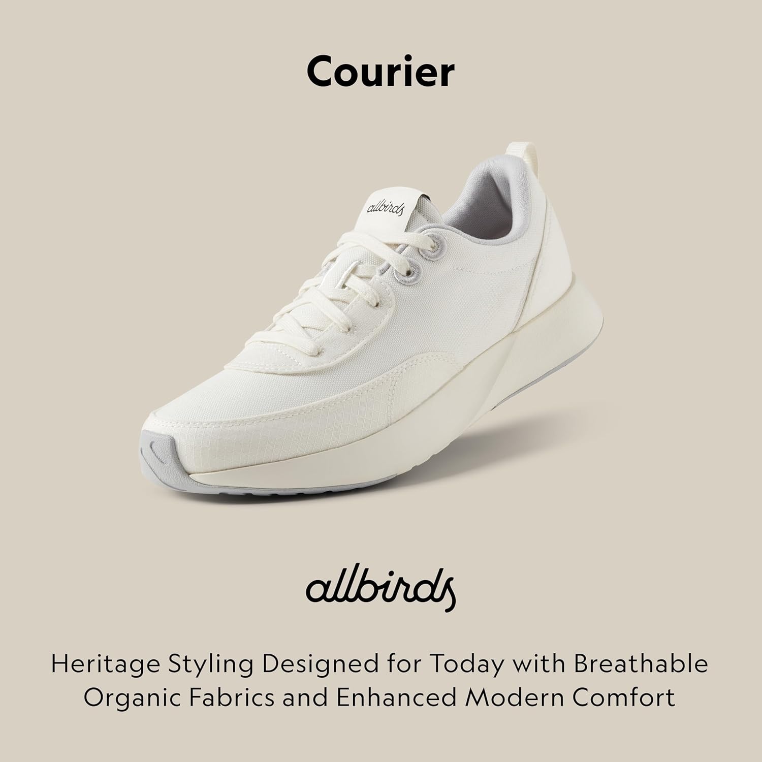 image:imageAllbirds Womens Courier Lightweight RetroInspired Everyday SneakerBlizzard Light Grey Natural White Sole