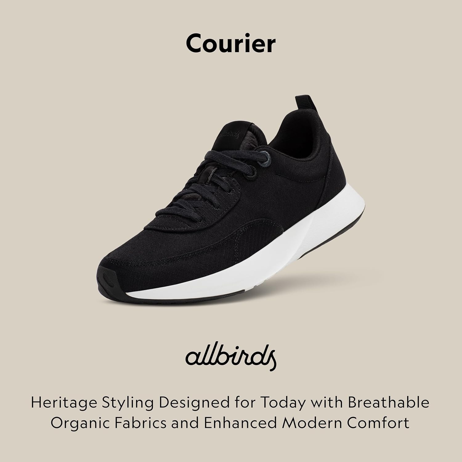 image:imageAllbirds Womens Courier Lightweight RetroInspired Everyday SneakerNatural Black Blizzard Sole