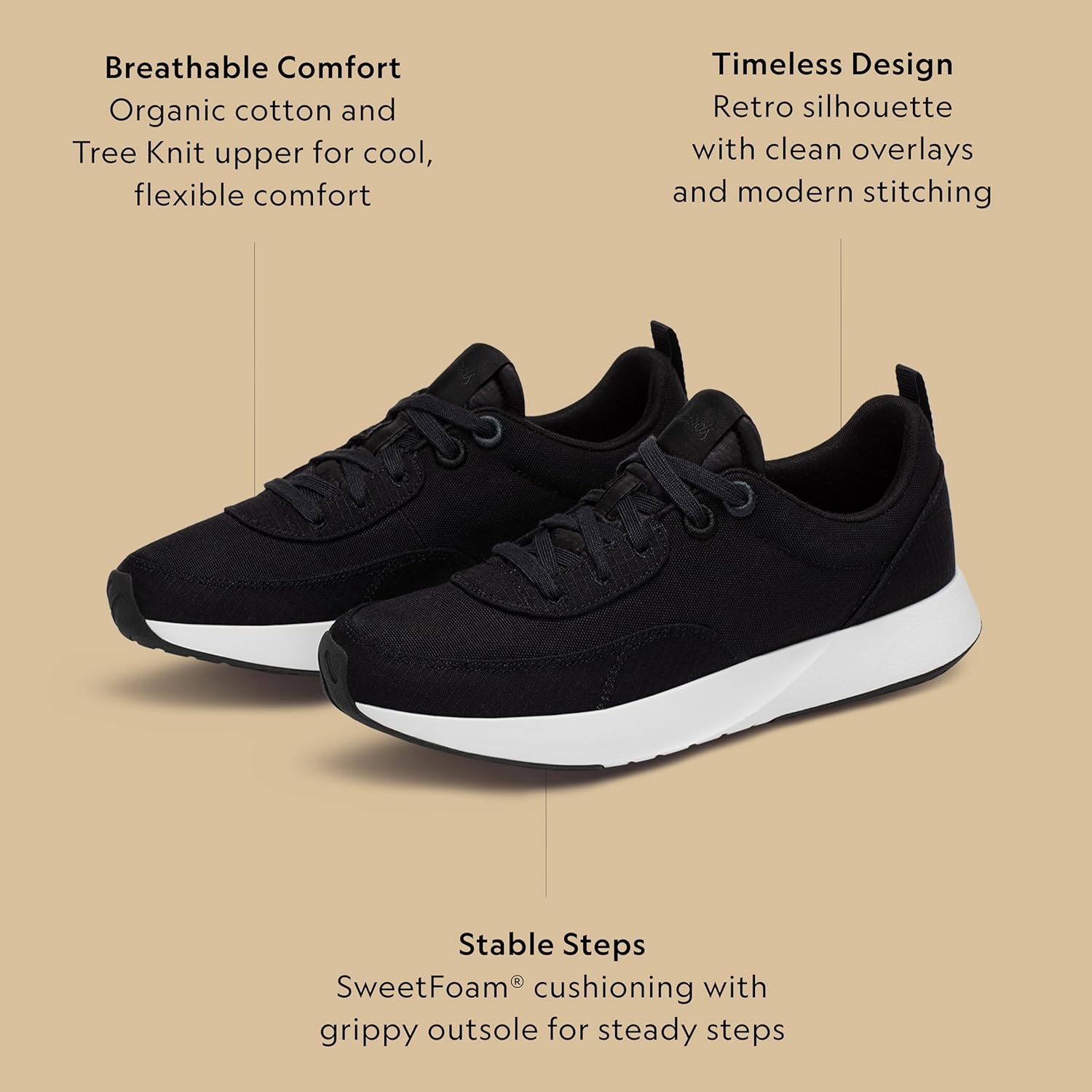 image:imageAllbirds Womens Courier Lightweight RetroInspired Everyday SneakerNatural Black Blizzard Sole