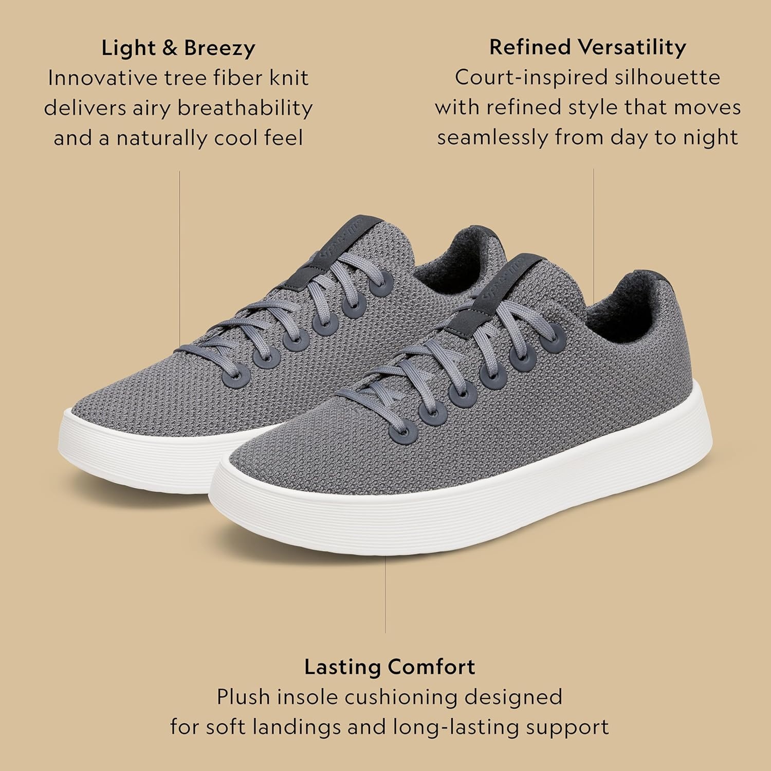 image:imageAllbirds Womens Cruiser Lightweight Walking Court Sneaker ShoesMedium Grey Blizzard Sole