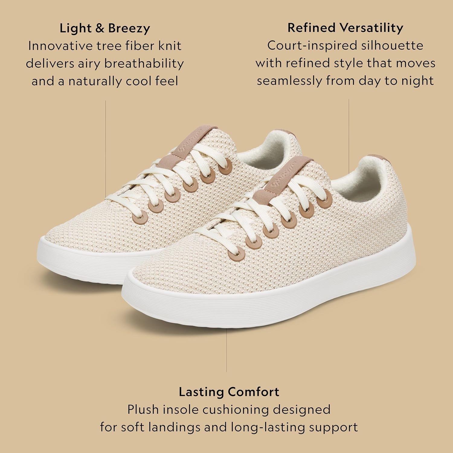 image:imageAllbirds Womens Cruiser Lightweight Walking Court Sneaker ShoesNatural White Taupe Blush Blizzard Sole