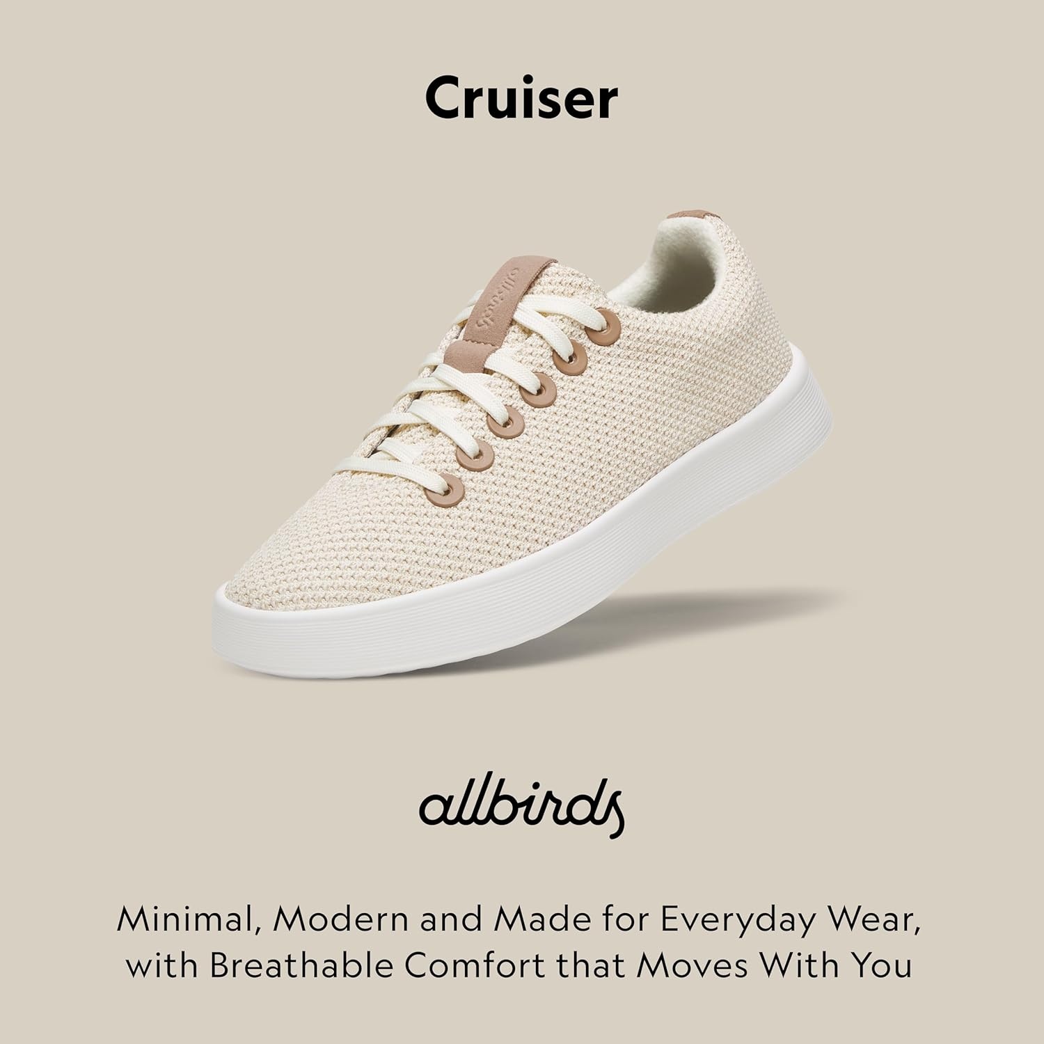 image:imageAllbirds Womens Cruiser Lightweight Walking Court Sneaker ShoesNatural White Taupe Blush Blizzard Sole