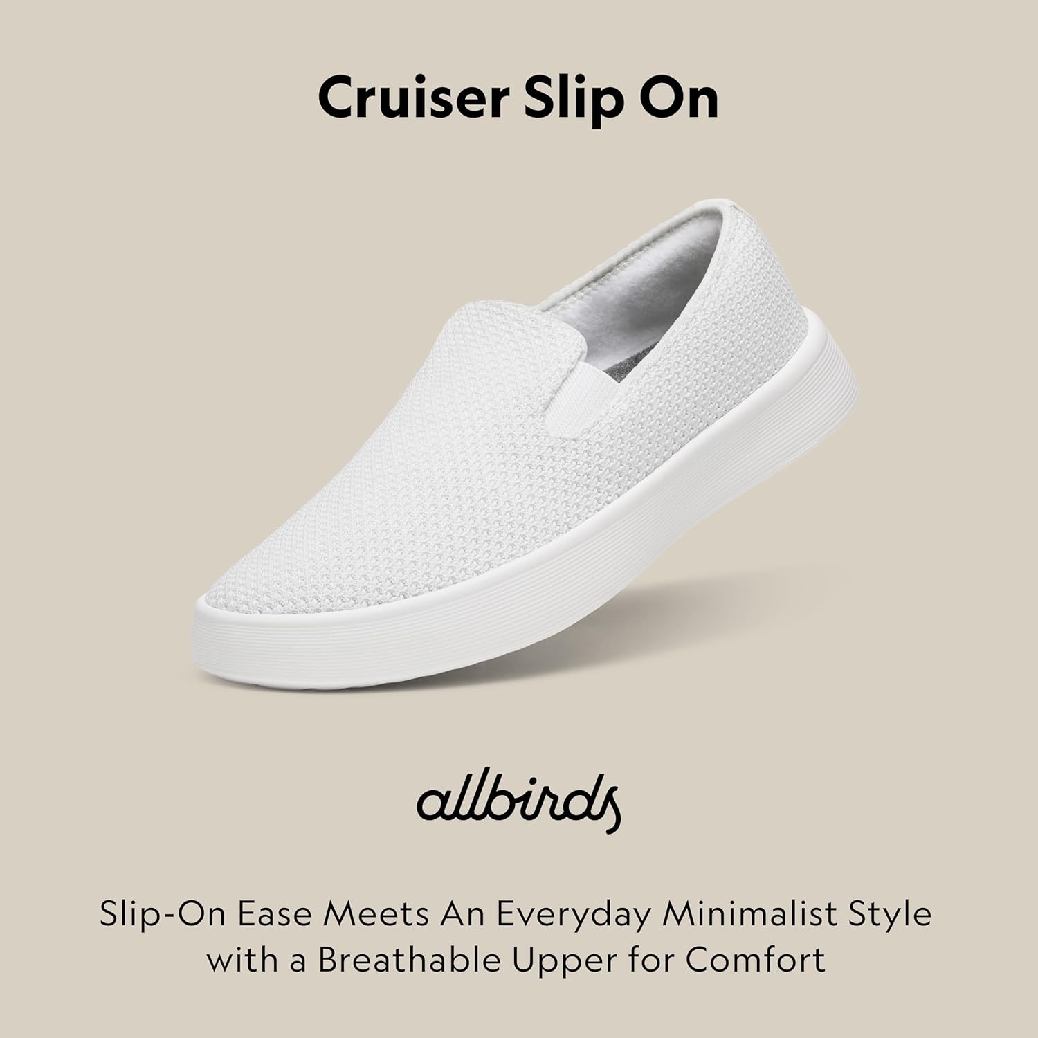 image:imageAllbirds Womens Cruiser Slip On Shoe Breathable Comfortable Sneaker for Everyday WearBlizzard Blizzard Sole