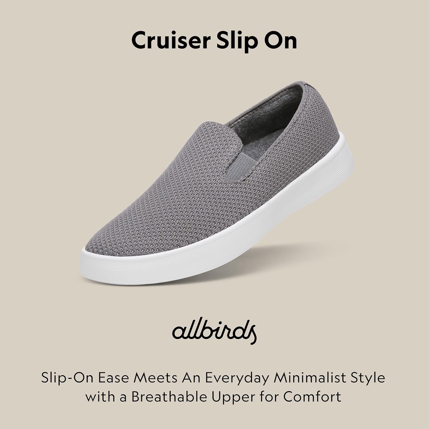 image:imageAllbirds Womens Cruiser Slip On Shoe Breathable Comfortable Sneaker for Everyday WearMist Blizzard Sole