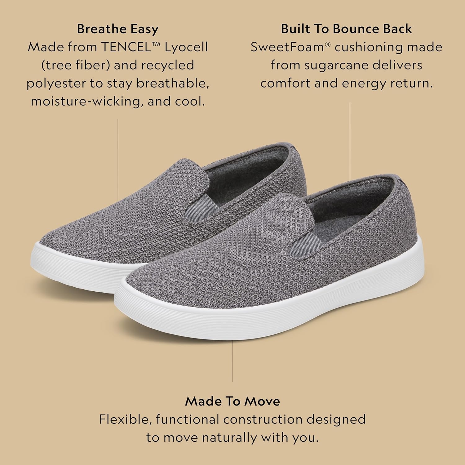 image:imageAllbirds Womens Cruiser Slip On Shoe Breathable Comfortable Sneaker for Everyday WearMist Blizzard Sole
