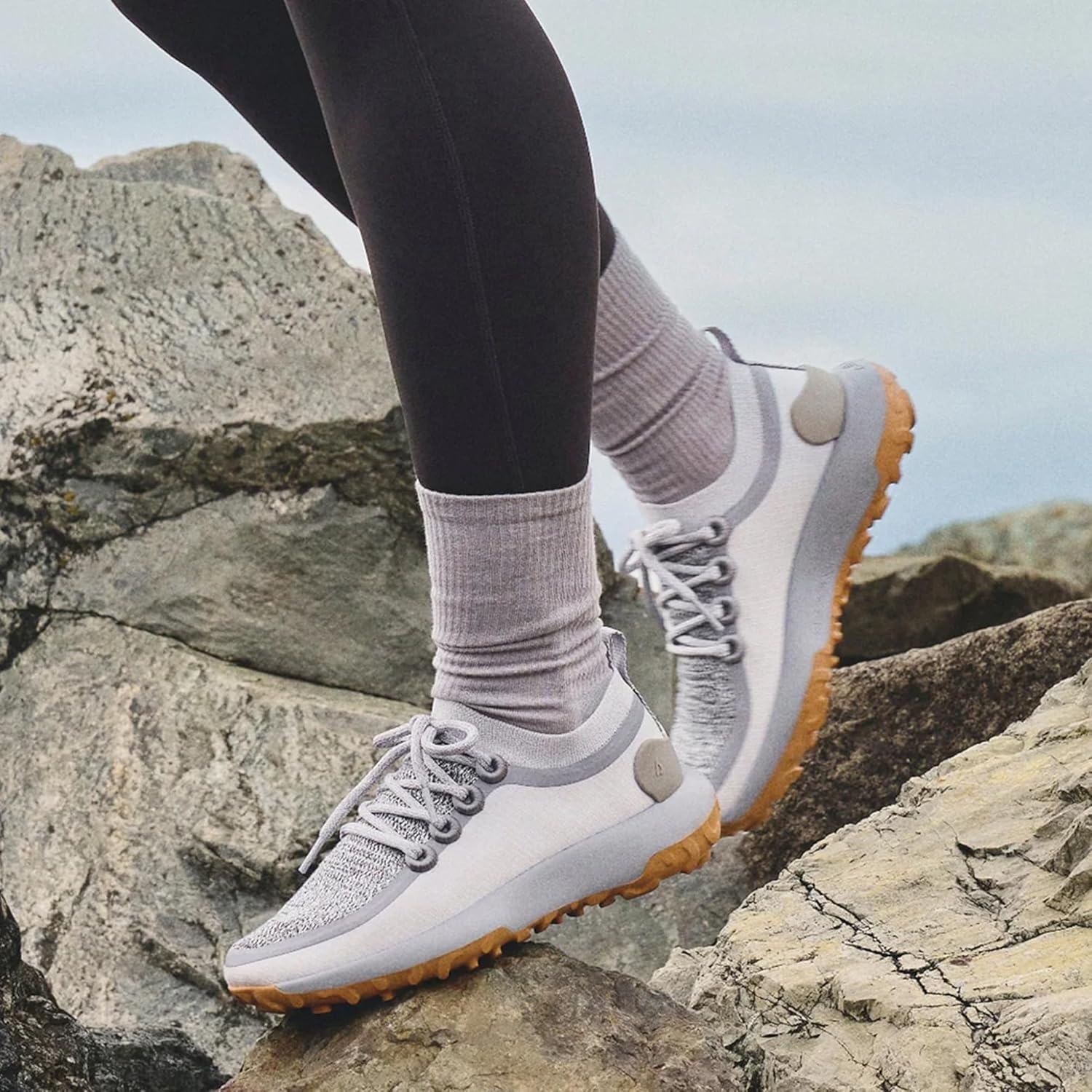 image:imageAllbirds Womens Trail Runner Breathable All Traction Hiking ShoesMedium Grey Rugged Khaki Sole
