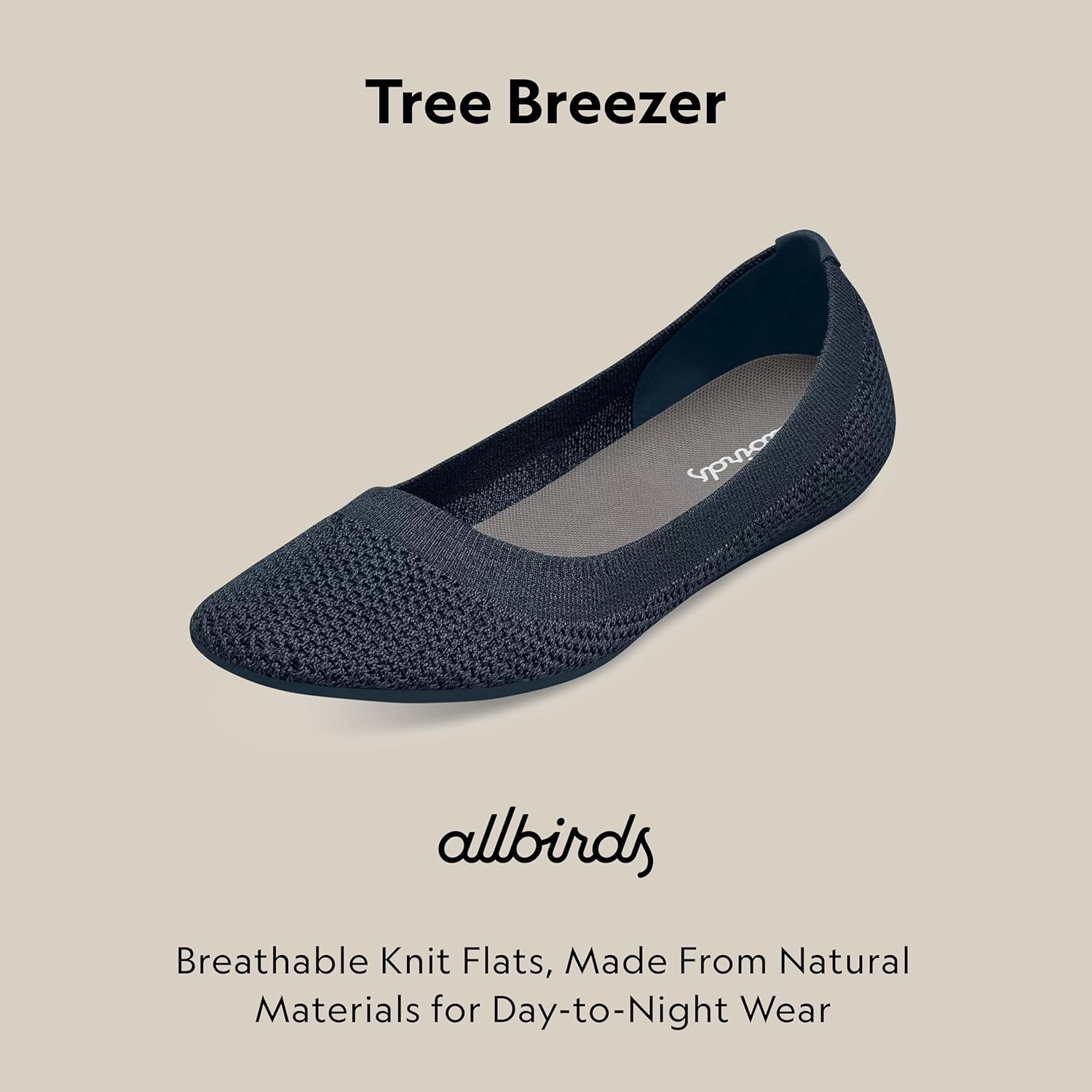 image:imageAllbirds Womens Tree Breezer Knit Ballet Flats SlipOn Everyday Round Toe Shoes Machine Washable Made with Natural MaterialsNavy Night Dark Navy Sole