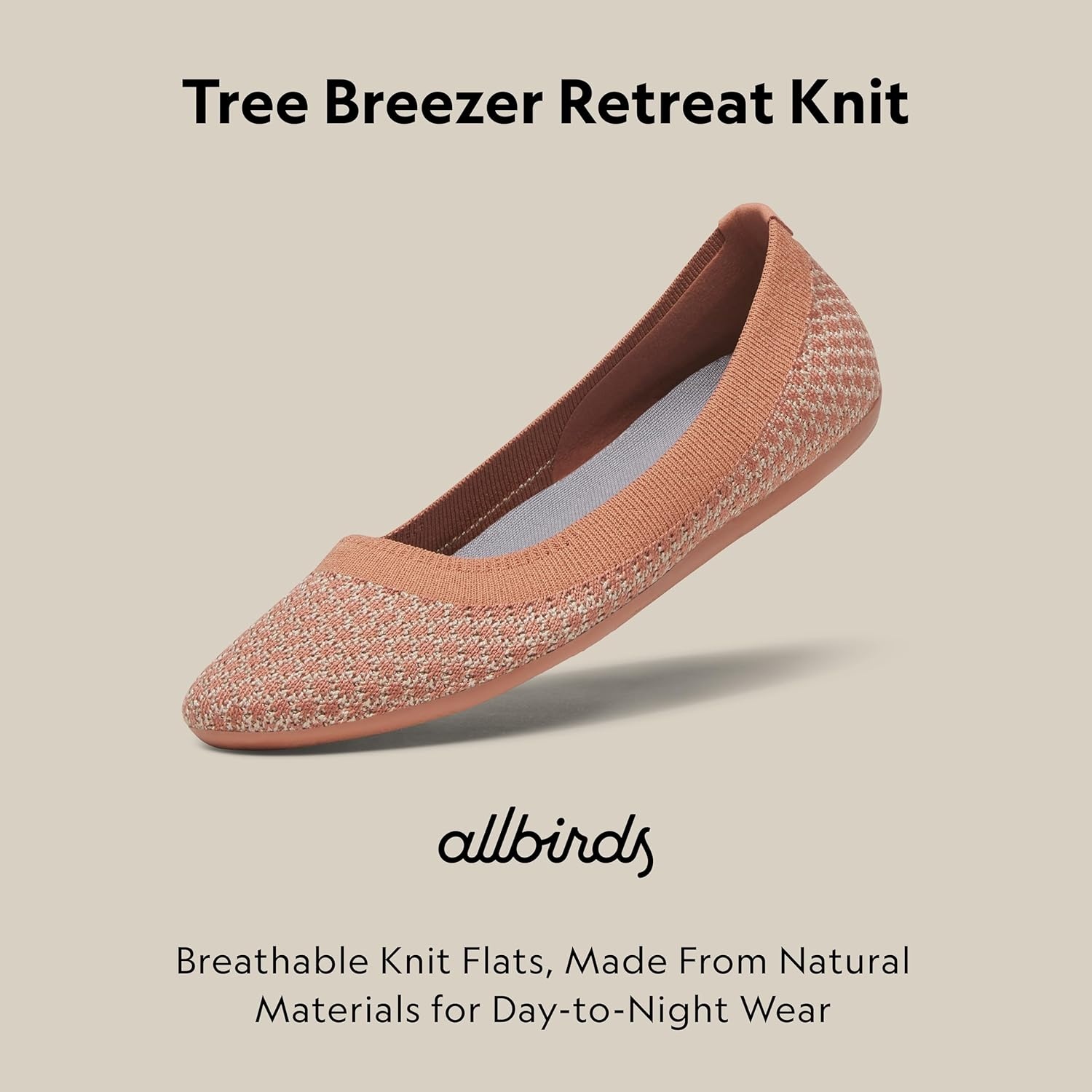 image:imageAllbirds Womens Tree Breezer Knit Ballet Flats SlipOn Everyday Round Toe Shoes Machine Washable Made with Natural MaterialsSienna Blush