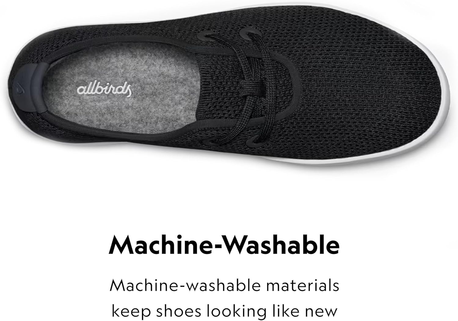 image:imageAllbirds Womens Tree Skipper Casual SneakersJet Black White Sole