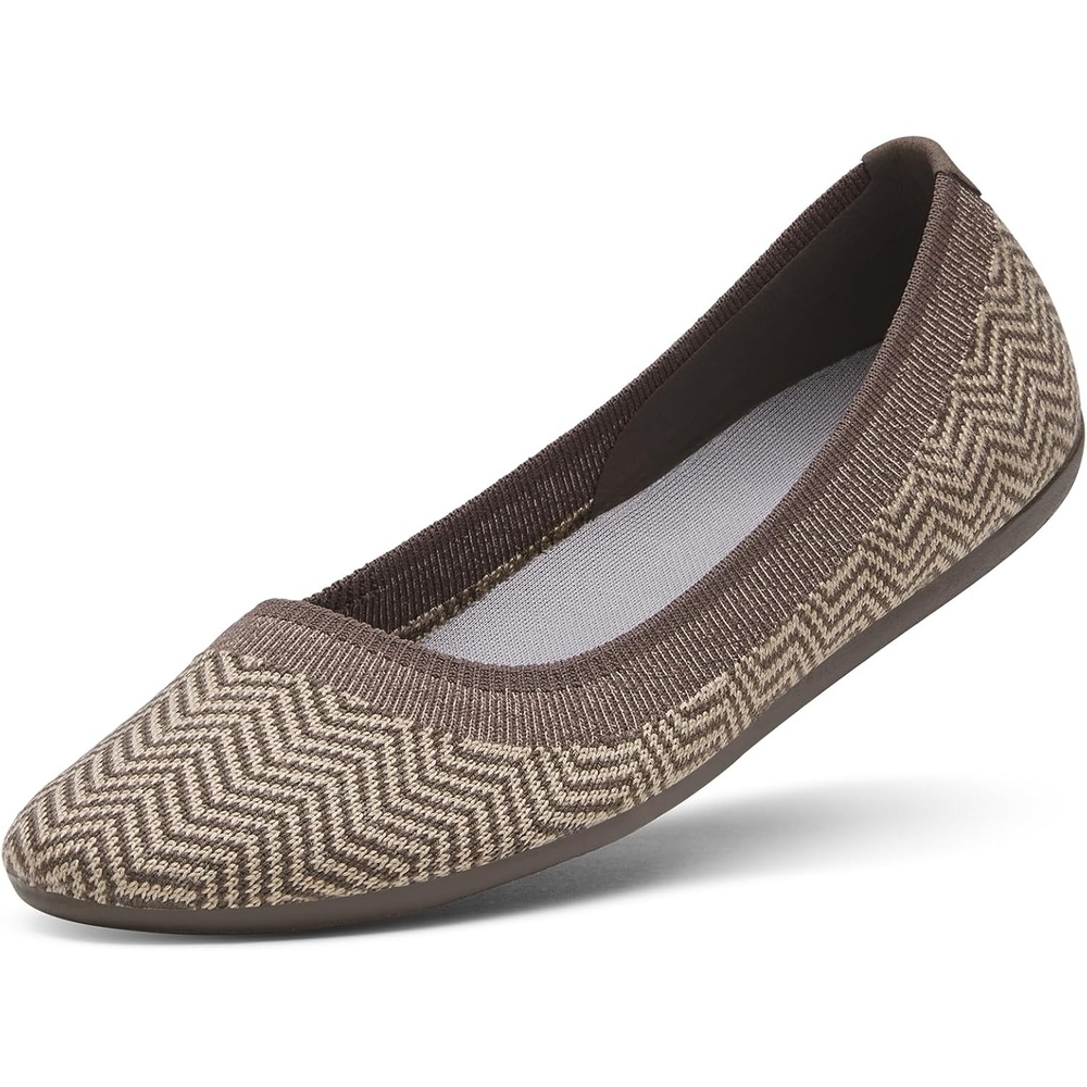 image:imageAllbirds Womens Tree Breezer Knit Ballet Flats SlipOn Everyday Round Toe Shoes Machine Washable Made with Natural MaterialsLight Khaki Rustic Brown Sole  Knit