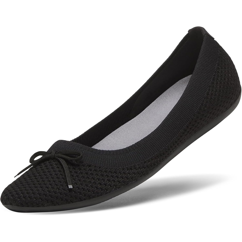 image:imageAllbirds Womens Tree Breezer Knit Ballet Flats SlipOn Everyday Round Toe Shoes Machine Washable Made with Natural MaterialsNatural Black Bow