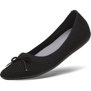 Allbirds Women’s Tree Breezer, Knit Ballet Flats, Slip-On Everyday Round Toe Shoes, Machine Washable Made with Natural Materials(Natural Black – Bow)