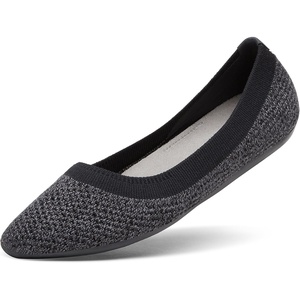Allbirds Women’s Tree Breezer, Knit Ballet Flats, Slip-On Everyday Round Toe Shoes, Machine Washable Made with Natural Materials(Natural Black  Stormy Grey (Natural Black Sole))
