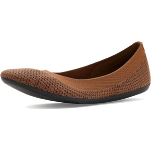 Allbirds Women’s Tree Breezer, Knit Ballet Flats, Slip-On Everyday Round Toe Shoes, Machine Washable Made with Natural Materials(Warm Camel/Dark Anthracite Sole)